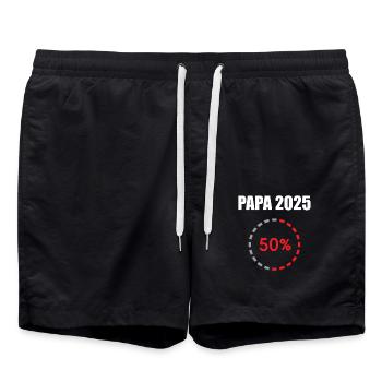 Papa 2025 Geschenk Männer Herren Vater Schwanger - Badeshorts - Schwarz - Vorne - AI Model Male 185 light (185cm)
