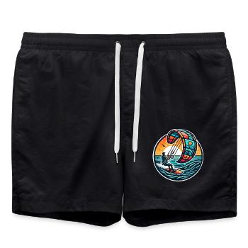 Kitesurfen Kitesurfer Kiteboard - Badeshorts - Schwarz - Vorne - AI Model Male 185 light (185cm)