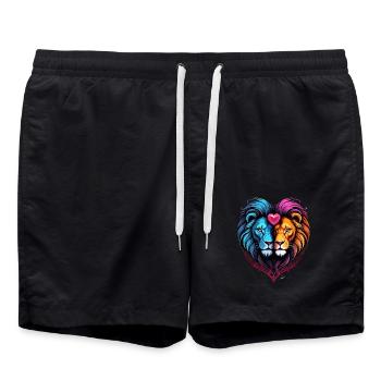 Love valentine lion - Swim Trunks - black - Front - AI Model Male 185 light (185cm)