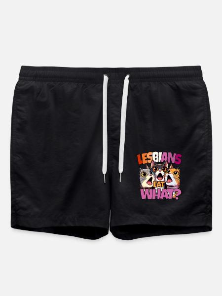 Lesbians Eat What? Stolz Pride Lustig Katzen LGBTQ - Badeshorts - Schwarz