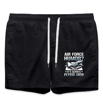 Air Force Humor It’s Always Flying High - Badeshorts - Schwarz - Vorne - AI Model Male 185 light (185cm)