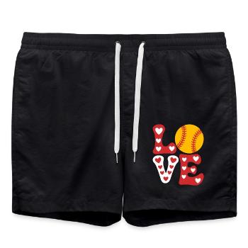 Softball Softball Player Cute Softball Gift - Swim Trunks - black - Front - AI Model Male 185 light (185cm)