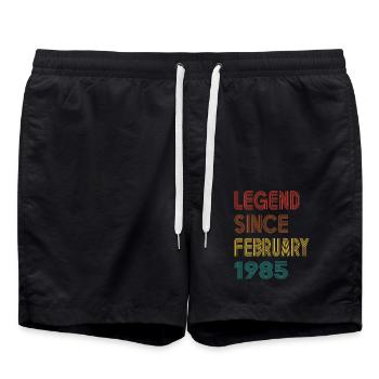Legende Seit Februar 1985 Herren Damen Jahrgang 1985 - Badeshorts - Schwarz - Vorne - AI Model Male 185 light (185cm)
