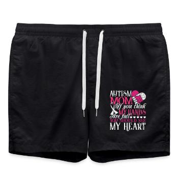 Autism Awareness Autism Mom Full Heart - Swim Trunks - black - Front - AI Model Male 185 light (185cm)