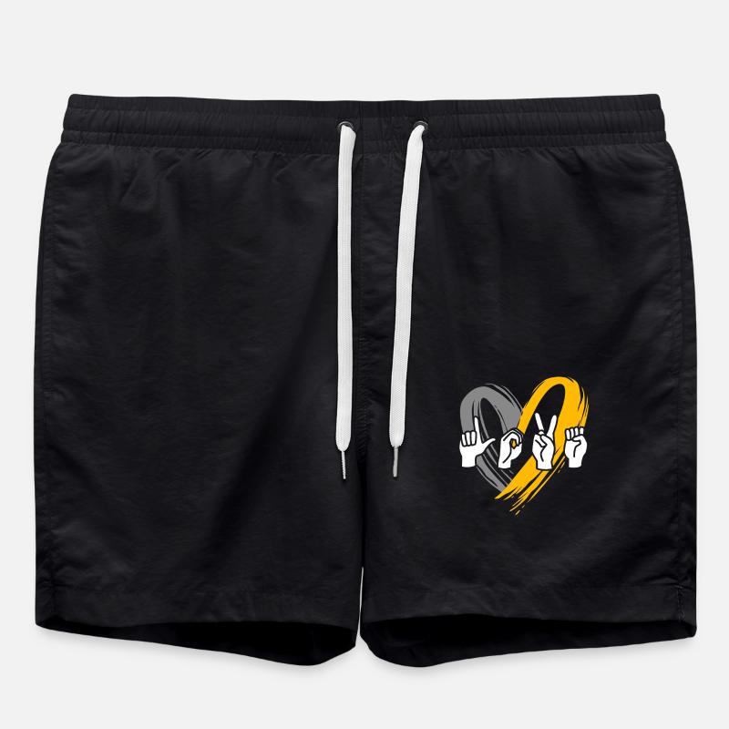 Deaf Deaf Deaf Sign Language - Swim Trunks - black