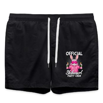 Official Skihaserl Party Crew - Badeshorts - Schwarz - Vorne - AI Model Male 185 light (185cm)