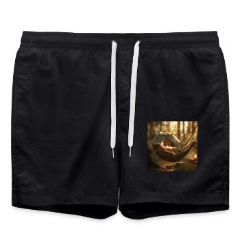 Katze - Badeshorts - Schwarz - Vorne - AI Model Male 185 light (185cm)