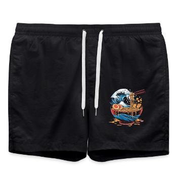 Ramen Welle – Japanische Fusion - Badeshorts - Schwarz - Vorne - AI Model Male 185 light (185cm)
