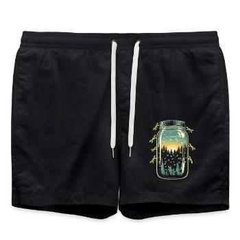 Lucioles magiques de la forêt - Short de bain - noir - Devant - AI Model Male 185 light (185cm)