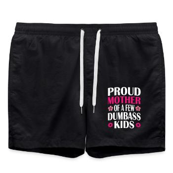 Mother's Day Mom of a Few Dumbass Kids Funny Mom - Swim Trunks - black - Front - AI Model Male 185 light (185cm)