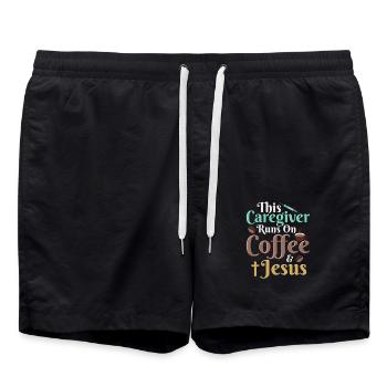 This Caregiver Runs On Coffee & Jesus Caregiving C - Swim Trunks - black - Front - AI Model Male 185 light (185cm)