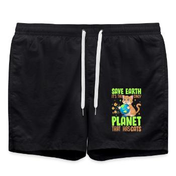 Rette die Erde, es ist der einzige Planet, auf dem es Katzen gibt - Badeshorts - Schwarz - Vorne - AI Model Male 185 light (185cm)