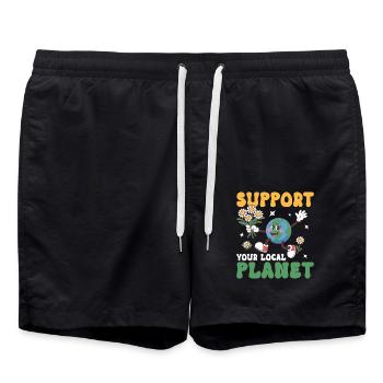 Soutenez votre planète locale - Short de bain - noir - Devant - AI Model Male 185 light (185cm)