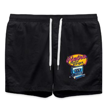 Retro Cassette and Pen Never Forget Cool Fun - Swim Trunks - black - Front - AI Model Male 185 light (185cm)