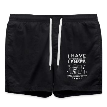 I Have Too Many Lenses Said No Photographer Ever - Badeshorts - Schwarz - Vorne - AI Model Male 185 light (185cm)