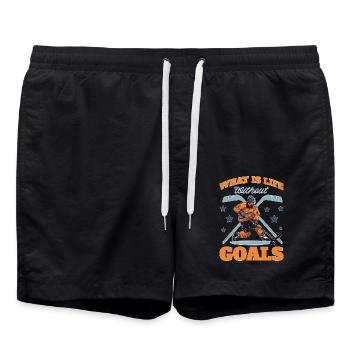 What Is Life Without Goals 33 - Badeshorts - Schwarz - Vorne - AI Model Male 185 light (185cm)