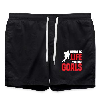 What Is Life Without Goals 34 - Badeshorts - Schwarz - Vorne - AI Model Male 185 light (185cm)