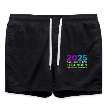 Écolier 2025 Inscription des jeunes filles à l’école 2025 Décoration - Short de bain - noir - Devant - AI Model Male 185 light (185cm)