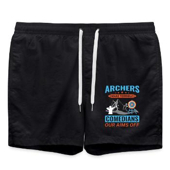 Bogenschießen Bogenschütze - Badeshorts - Schwarz - Vorne - AI Model Male 185 light (185cm)