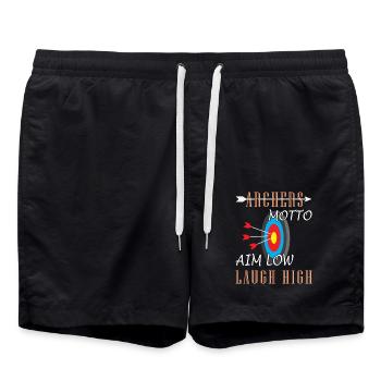 Bogenschießen Bogenschütze - Badeshorts - Schwarz - Vorne - AI Model Male 185 light (185cm)