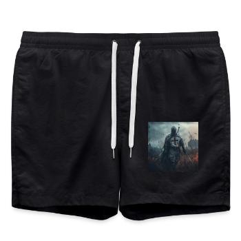 Soldat Krieger - Badeshorts - Schwarz - Vorne - AI Model Male 185 light (185cm)