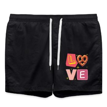 Pretzel Love – Liebe süße und Gourmet Version - Badeshorts - Schwarz - Vorne - AI Model Male 185 light (185cm)