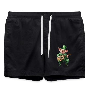 Schwein - Badeshorts - Schwarz - Vorne - AI Model Male 185 light (185cm)