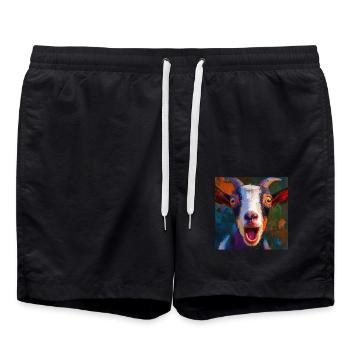 Ziege - Badeshorts - Schwarz - Vorne - AI Model Male 185 light (185cm)