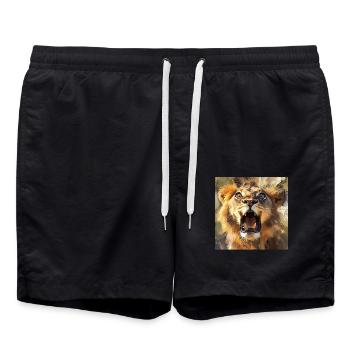 Löwe - Badeshorts - Schwarz - Vorne - AI Model Male 185 light (185cm)
