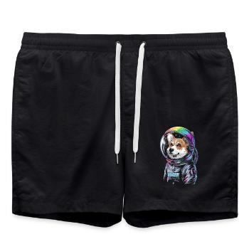 Astronaut Corgi Dog Adventure Fun - Swim Trunks - black - Front - AI Model Male 185 light (185cm)