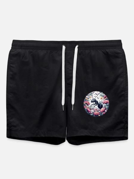 Ameisen Blumen - Badeshorts - Schwarz