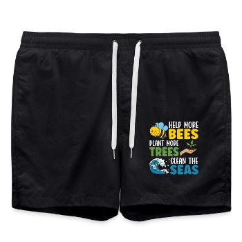 Aidez plus d’abeilles à planter plus d’arbres pour nettoyer les mers - Short de bain - noir - Devant - AI Model Male 185 light (185cm)