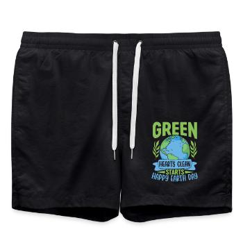 Green Hearts clean commence un joyeux jour de la terre - Short de bain - noir - Devant - AI Model Male 185 light (185cm)