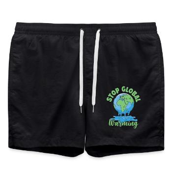 Stop Global Warming - Swim Trunks - black - Front - AI Model Male 185 light (185cm)