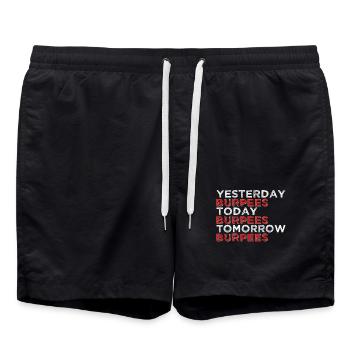 Gestern Heute Morgen Burpees - Badeshorts - Schwarz - Vorne - AI Model Male 185 light (185cm)