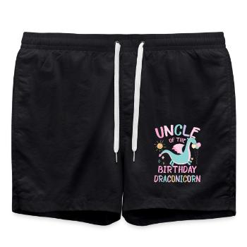 Uncle Of the Birthday Girl Dracon Family Party - Swim Trunks - black - Front - AI Model Male 185 light (185cm)