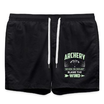 Bogenschießen Bogenschütze - Badeshorts - Schwarz - Vorne - AI Model Male 185 light (185cm)