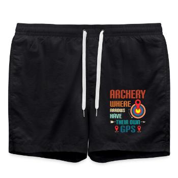 Bogenschießen Bogenschütze - Badeshorts - Schwarz - Vorne - AI Model Male 185 light (185cm)