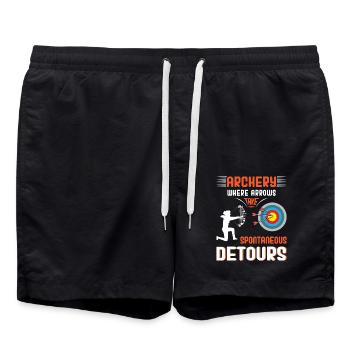 Bogenschießen Bogenschütze - Badeshorts - Schwarz - Vorne - AI Model Male 185 light (185cm)