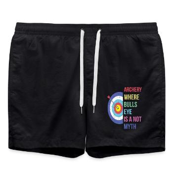 Bogenschießen Bogenschütze - Badeshorts - Schwarz - Vorne - AI Model Male 185 light (185cm)