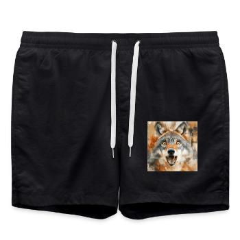 Wolf - Badeshorts - Schwarz - Vorne - AI Model Male 185 light (185cm)