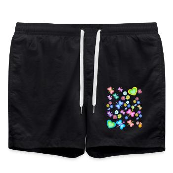 Retro Vintage Spring Summer 80s 90s Insect - Swim Trunks - black - Front - AI Model Male 185 light (185cm)