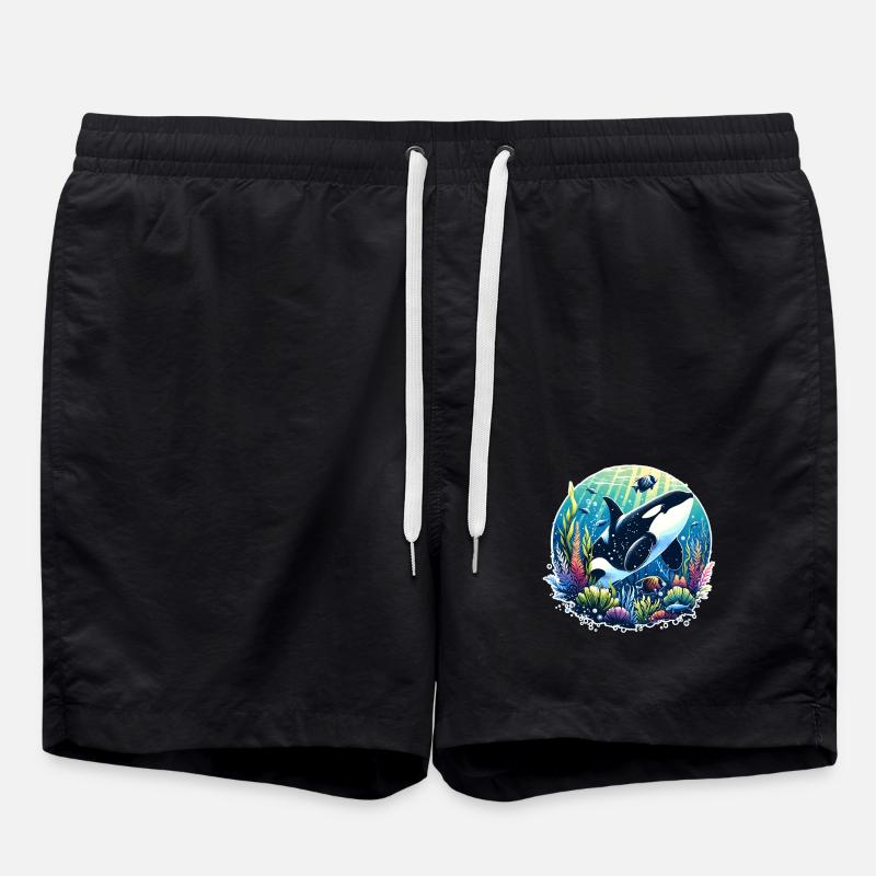 Orca Killer Whale - Swim Trunks - black