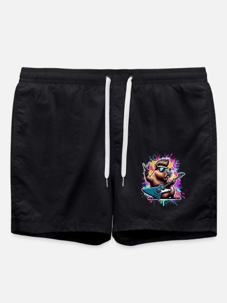 Capybara Rock and Roll Guitarist - Swim Trunks - black