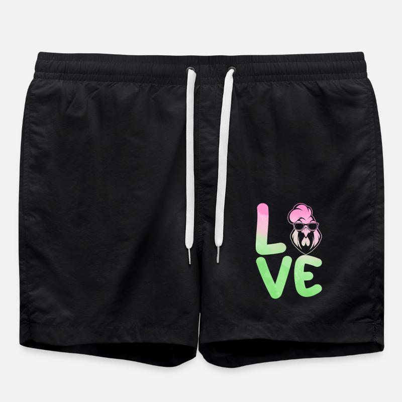 Hühner Hahn - Badeshorts - Schwarz