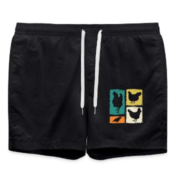 Chickens Hen - Swim Trunks - black - Front - AI Model Male 185 light (185cm)