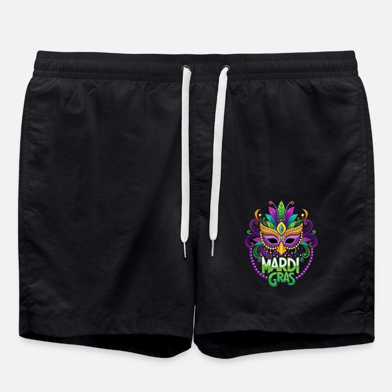Mardi Gras - Carnival - Mask - Gift - Swim Trunks - black