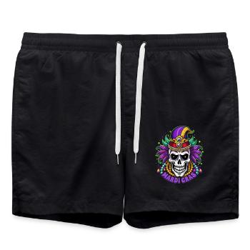 Mardi Gras - Karneval - Totenkopf - Geschenk - Badeshorts - Schwarz - Vorne - AI Model Male 185 light (185cm)