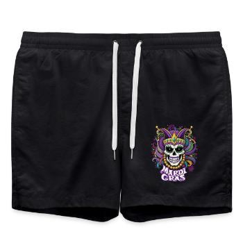 Mardi Gras - Carnaval - Crâne - Cadeau - Short de bain - noir - Devant - AI Model Male 185 light (185cm)