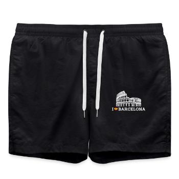 J’aime Barcelone Coeur Drapeau Colisée Espagne Amoureux - Short de bain - noir - Devant - AI Model Male 185 light (185cm)